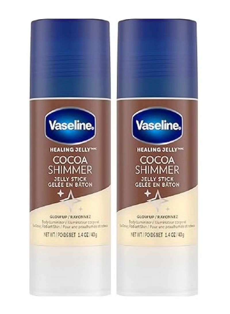 Unilever Vaseline Cocoa Shimmer Jelly Stick GLOW UP Body Luminizer For Dewy Radiant Skin 40 g - 2 pcs